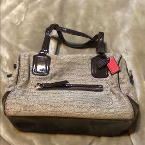 Coach Signature Brown Canvas bag11"L x 6"W x 7.5"H